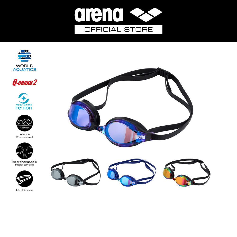ARENA แว่นตาว่ายน้ำ แว่นตาดำน้ำ สำหรับการแข่งขัน Racing goggle-Q-CHAKU2 รหัส ASVYKN