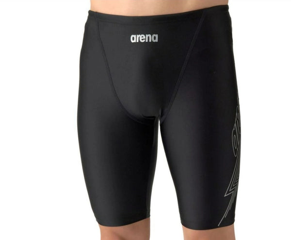 ARENA Training SPATS (HALF LEG) กางเกงว่ายน้ำผู้ชาย สำหรับฝึกซ้อมหรือออกกำลังกาย สีดำลายขาว