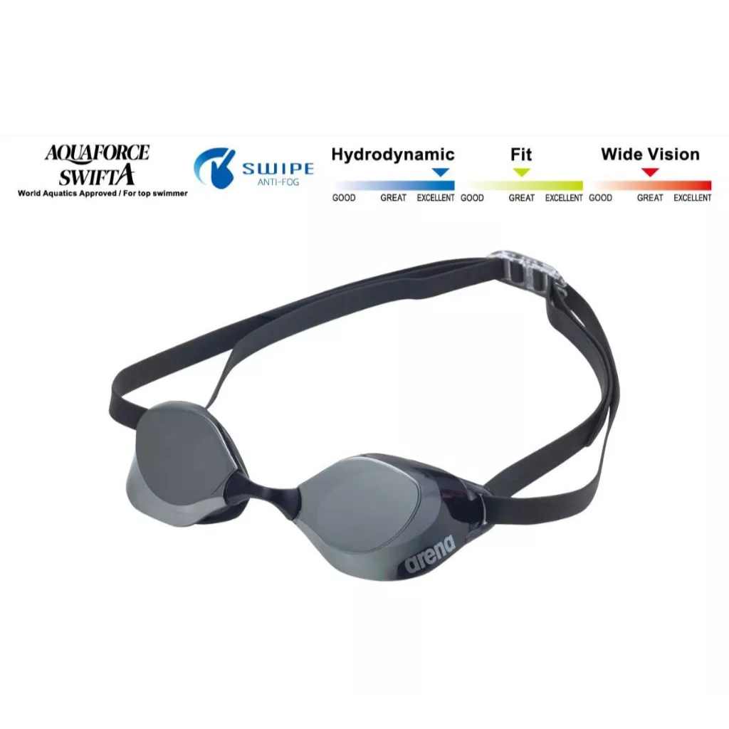 ARENA AQUAFORCE SWIFT A SWIPE แว่นตาว่ายน้ำ สำหรับการแข่งขัน สีดำ