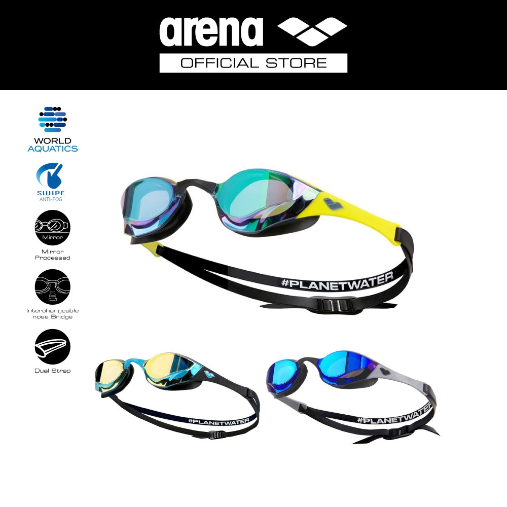ARENA Top Racing Goggle - Cobra Edge Swipe แว่นตาว่ายน้ำสำหรับแข่งขัน แว่นตาดำน้ำ แว่นตาว่ายน้ำไร้ขอบ AASVYR2